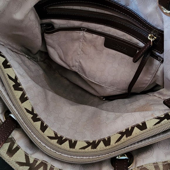 MK Jet Set Monogram Fabric Shoulder Tote - Beige/Ebony/Mocha - Picture 2 of 5